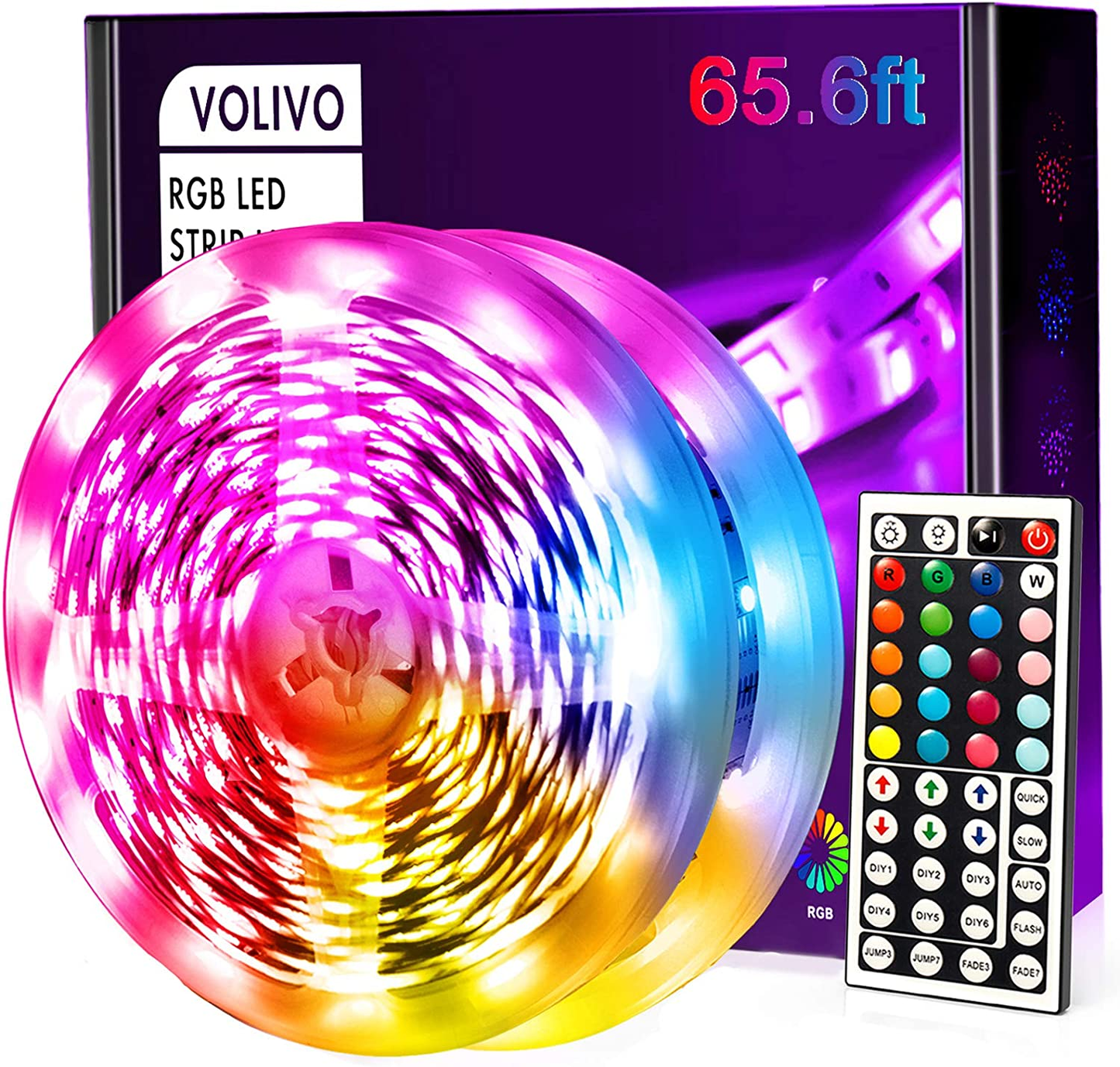 LED Strip Lights – 65.6 FT RGB Color Changing with Remote Control