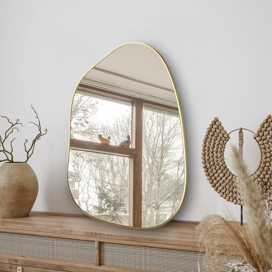 Irregular Wall Mirror – Asymmetrical Gold Frame, 28x20