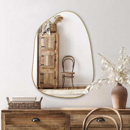 Irregular Wall Mirror – Asymmetrical Gold Frame, 28x20