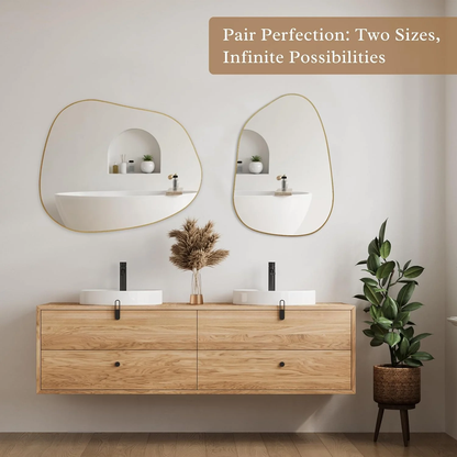 Irregular Wall Mirror – Asymmetrical Gold Frame, 28x20