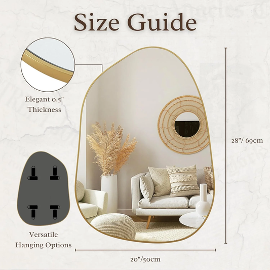 Irregular Wall Mirror – Asymmetrical Gold Frame, 28x20