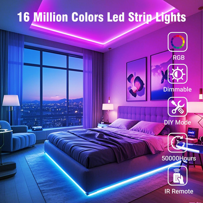 LED Strip Lights – 65.6 FT RGB Color Changing with Remote Control
