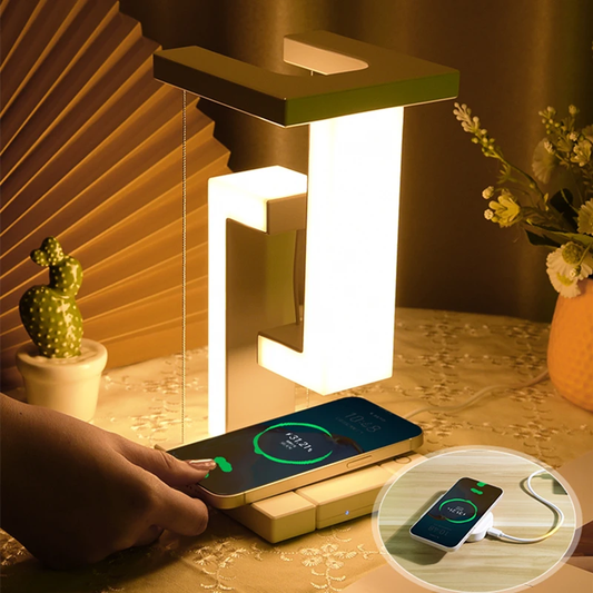Floating Desk Lamp with 10W Detachable Wireless Charger – Modern Decorative Light