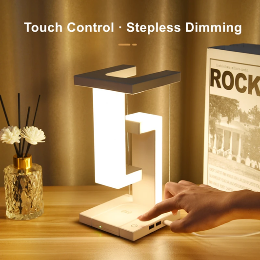 Floating Desk Lamp with 10W Detachable Wireless Charger – Modern Decorative Light