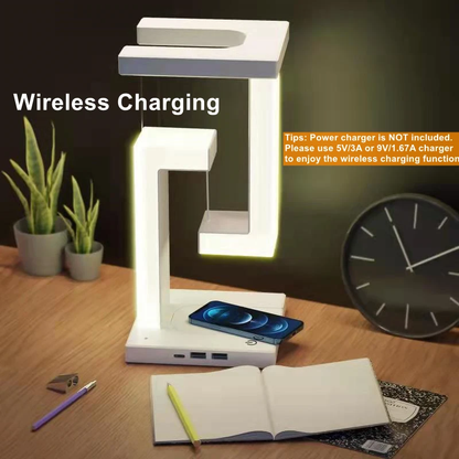 Floating Desk Lamp with 10W Detachable Wireless Charger – Modern Decorative Light