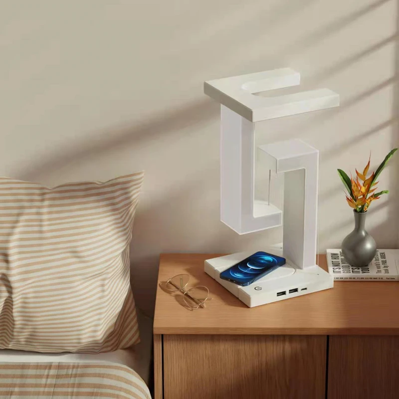 Floating Desk Lamp with 10W Detachable Wireless Charger – Modern Decorative Light