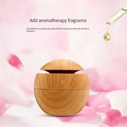 USB Ultrasonic Cool Mist Humidifier – Essential Oil Diffuser with Wood Grain Finish